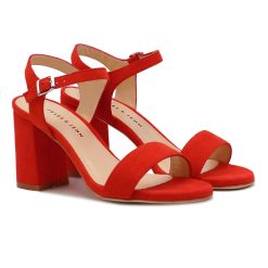 Sandales | JULES & JENN Sandales A Talon Cuir Daim Rouge