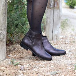 Bottines & Bottes | JULES & JENN Bottines Cavalieres Plates Cuir Irise Noir