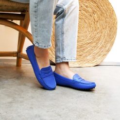 Mocassins & Derbies | JULES & JENN Mocassins Cuir Graine Bleu Royal