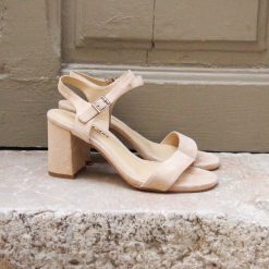 Sandales | JULES & JENN Sandales A Talon Cuir Daim Beige