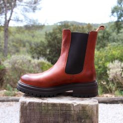 Bottines & Bottes | JULES & JENN Bottines Chelsea Crantees Cuir Cognac