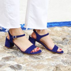 Sandales | JULES & JENN Sandales Moyen Talon Cuir Daim Bleu