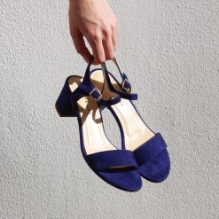 Sandales | JULES & JENN Sandales Moyen Talon Cuir Daim Bleu