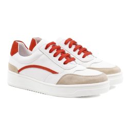 Baskets | JULES & JENN Baskets Vintage Cuir Blanc Orange Blanc/Orange