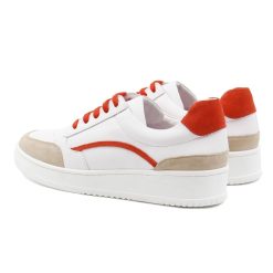 Baskets | JULES & JENN Baskets Vintage Cuir Blanc Orange Blanc/Orange