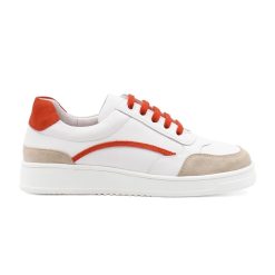 Baskets | JULES & JENN Baskets Vintage Cuir Blanc Orange Blanc/Orange