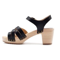 Sandales | JULES & JENN Sandales Talon Bois Cuir Noir