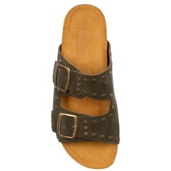 Sandales | JULES & JENN Mules Liege Clous Cuir Daim Kaki