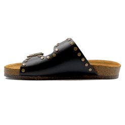 Sandales | JULES & JENN Mules Liege Clous Cuir Noir