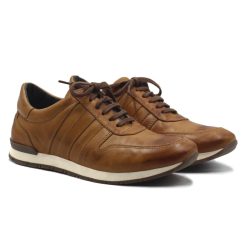 Baskets | JULES & JENN Sneakers Cuir Marron Cognac